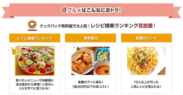 クックパッド有料版の人気メニュー「レシピ検索ランキング」が見放題