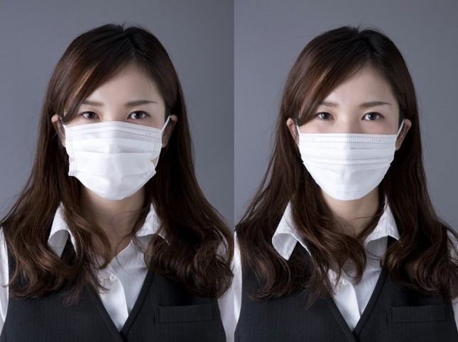 左：通常のマスク、右：美フィットマスク