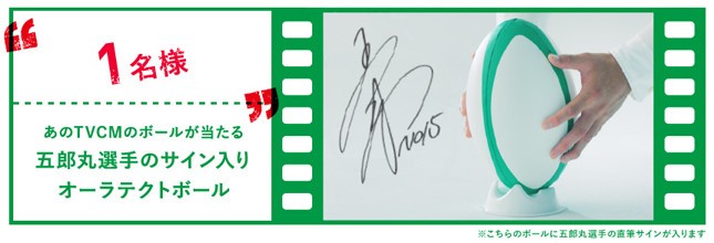 B賞は「キシリトールオーラテクトガム＜クリアミント＞」のテレビCMで使用された「オリジナルラグビーボール」