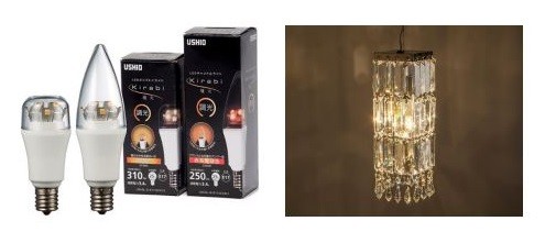 さまざまなシーンで煌びやかで明るい光を提供（商品写真の左がLEDキャンドルライト、右がLEDクリプトンライト。イメージ写真）