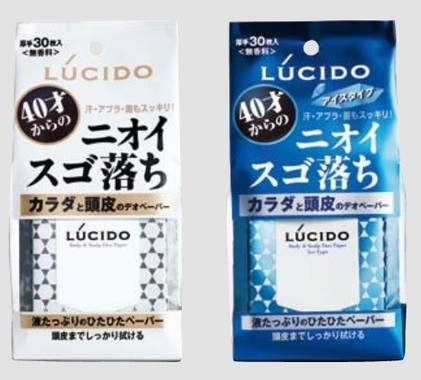 「ルシード　カラダと頭皮のデオペーパー」。右はアイスタイプ
