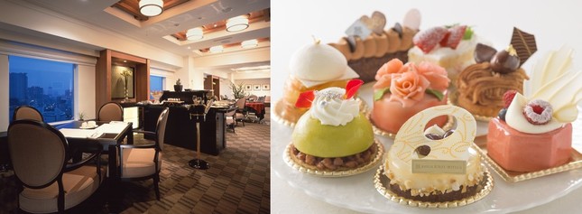 ザ・プレジデンシャルタワーズの専用ラウンジ(左)とスイーツイメージ