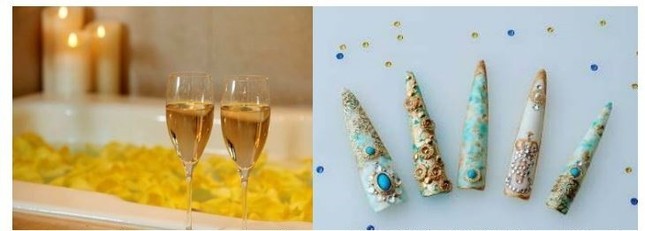 （左）イエローローズバス（右）ジェルネイル