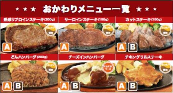 おかわりメニュー