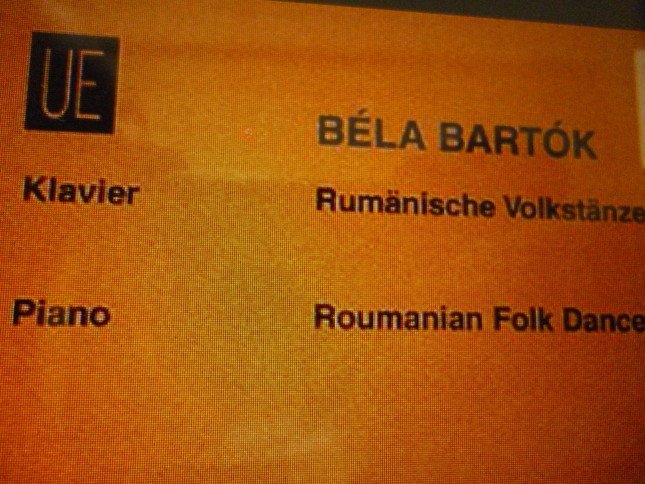 ルーマニア民俗舞曲原曲のピアノ曲の楽譜