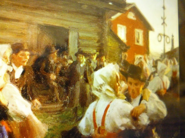 スウェーデンの夏至の祭りの様子