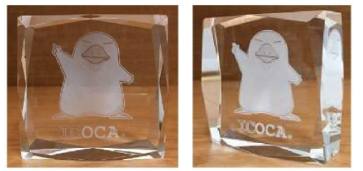 カモノハシのイコちゃんクリスタルのペーパーウェイトに！
