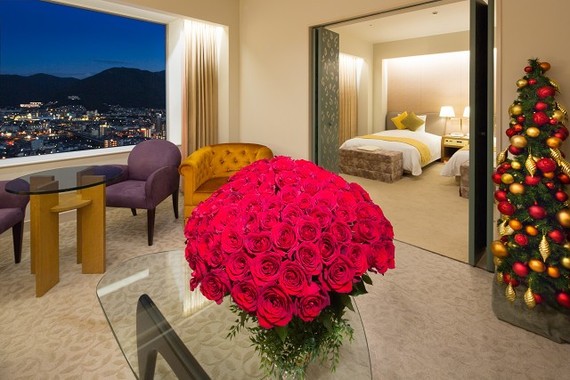 バラの装花でお出迎え
