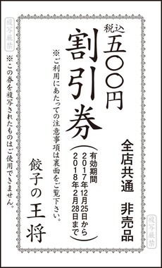 創業当時の「餃子試食券」の復刻版