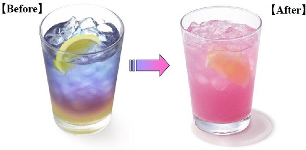 レモン果汁の力でピンクに
