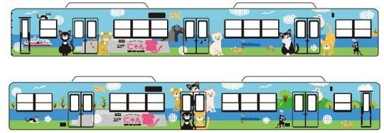 人気の「ねこのしま」の猫をモチーフにしたラッピング電車