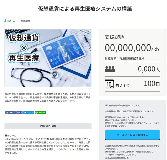 SKBを用いた寄付型クラウドファンディングのポータルサイト