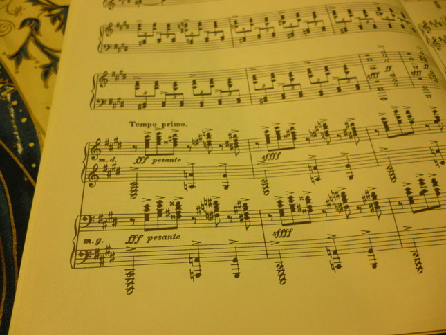 重々しいロシアの鐘を思わせる曲は、盛り上がってsffffという最強の強弱記号がつけられているところでクライマックスに達する