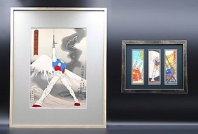 機動戦士ガンダム」と江戸浮世絵木版画がコラボ 「浮世絵」と「千社札
