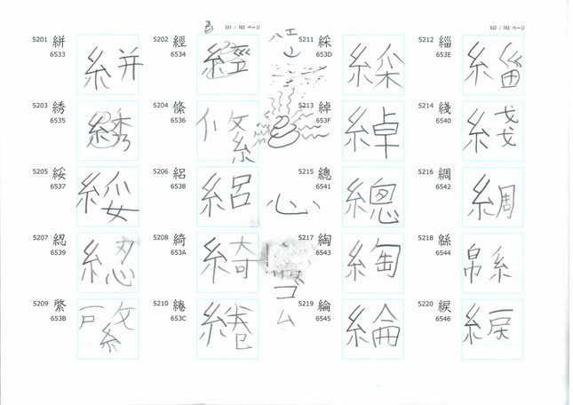 さまざまな難漢字にまぎれ、中央に見えるラクガキは...