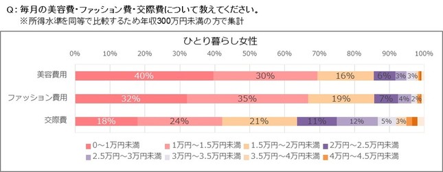 毎月の美容費・ファッション費・交際費について（ひとり暮らし女性）