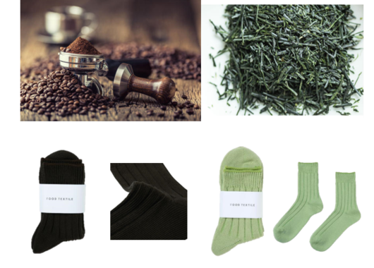 コーヒー、緑茶で染めた靴下（オリジナル商品）