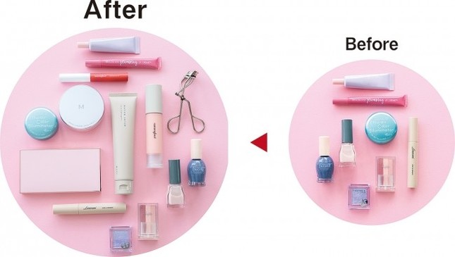 足を伸ばした状態の容量（左）と通常時の容量
