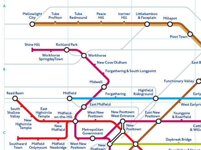 一体どこの地下鉄？英語の路線図が話題（画像は@chizutodesignさん提供）