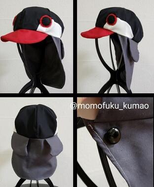 京都市のショップ「もも福」が制作した「お口ガード☆インコ帽子」