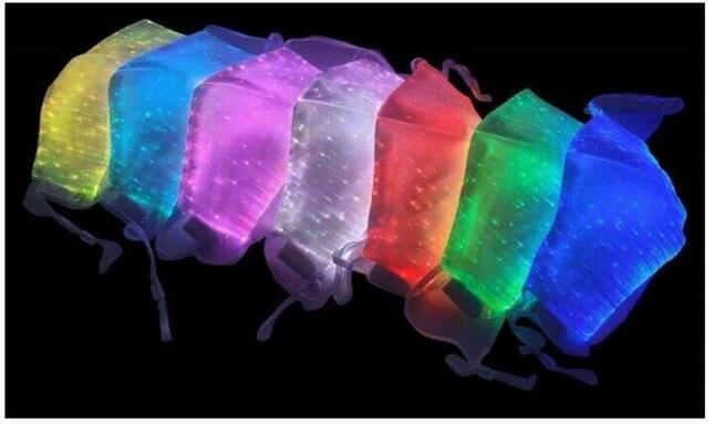 スイッチを入れると発光する「七色に輝く光るマスク～レインボーマスク～」