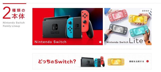 SwitchもPS5も永遠に「当たらない」！？（画像は任天堂の公式サイトスクリーンショット）