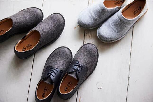 ペットボトル再生フェルトを使用したサステナブルな1足