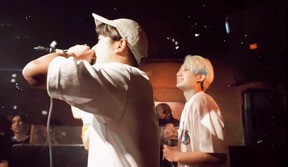 ラップイベントの風景　左が阿僧祇さん、右がK-rideさん