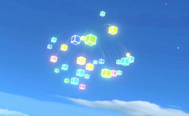 魔法として花火のようなものを飛ばせた（開発中の画面です）