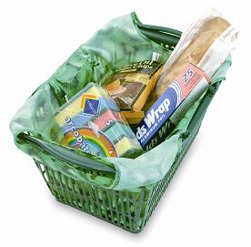 スーパープランニングが展開するブランド「ROOTOTE」のエコバッグ「ROO-shopper Grande」はカゴにつけることもできる