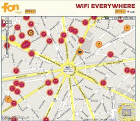 パリ凱旋門周辺にも多数のAPがある。実際に接続できるかは別問題
