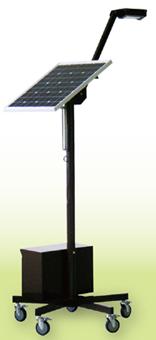 太陽光発電パネルと鉛蓄電池を組み合わせた、可動式のLEDスタンド照明