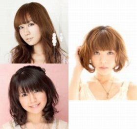 高垣彩陽さん（左上）、竹達彩奈さん（左下）、豊崎愛生さん（右）