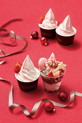 キハチ ソフトクリーム、イチゴ使ったクリスマス限定サンデー提供