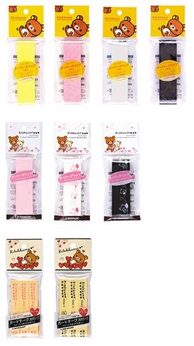 上段：オーバーグリップウェットタイプ（1本入）「RTA-1840」
中段：オーバーグリップセミウェットタイプ（1本入）「RTA-1850」
下段：ガードテープ透明タイプ（6本入／ラケット3本分）「RTA-1860」