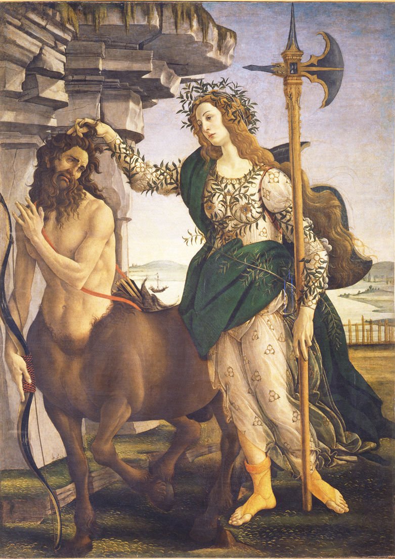 サンドロ・ボッティチェリ　《パラスとケンタウロス》　1480-85年　テンペラ、カンヴァス　ウフィツィ美術館　FOTO:S.S.P.S.A.E e per il Polo Museale della citta di Firenze - Gabinetto Fotografico