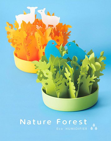 電気を使わない自然気化方式のエコ加湿器　森の動物をイメージした新デザイン