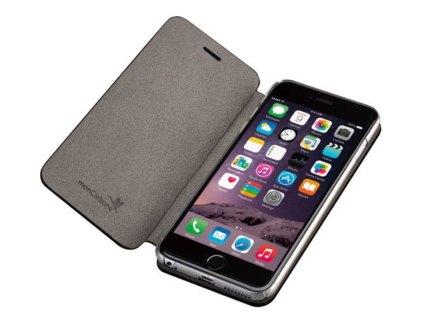 「monCarbone Portfolio iPhone 6 Case」鋼鉄の数倍の強度　iPhone6・6 plus向けフリップケース