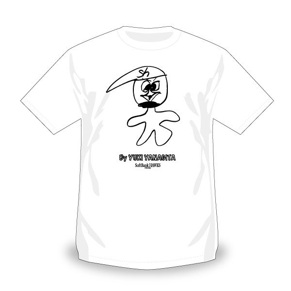 柳田選手が描いた「ハリー・ホークス」をデザインしたTシャツ