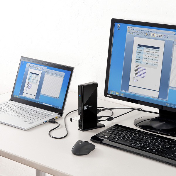 Windows PCやタブレットと周辺機器を一括接続　USB3.0ドッキングステーション
