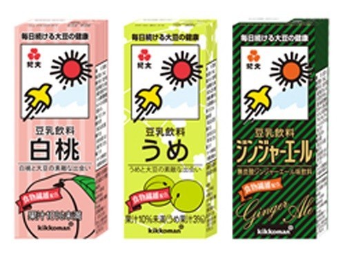 キッコーマン、「豆乳飲料」に白桃・うめ・ジンジャーエールの新しいラインアップ！