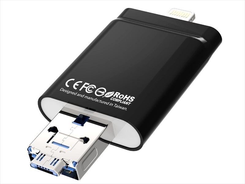 Lightning、microUSB、USB 3.0コネクターを装備するUSBメモリー「i-FlashDrive evo Plus」