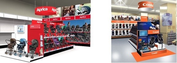 日本トイザらス、ベビー用品ブランド「アップリカ」と「コンビ」の専門コーナーを導入