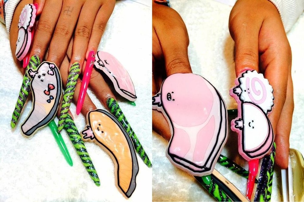 3月頃に施した「KIRIMIちゃん.」ネイル(栃木産 ぇりもっこり君@mokorieri のTwitterより)