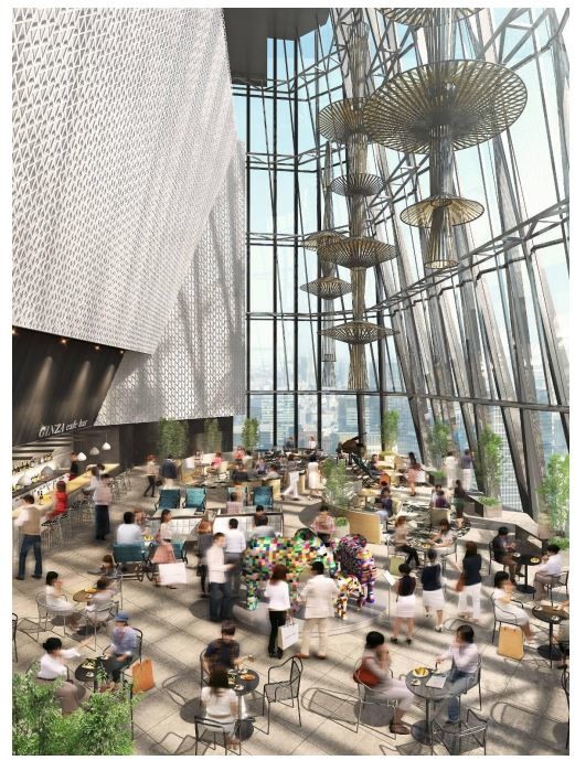 高さ約27メートルの大吹抜け空間のアトリウム