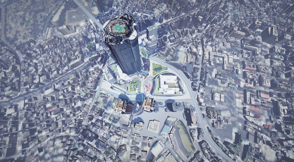 眼下に見下ろす都会の風景（イメージ）