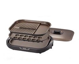 耐久性を高めた遠赤土鍋コーティングのホットプレートとグリルなべ