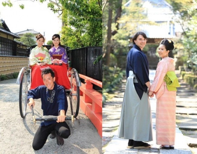 和の風情を味わいながら2人で鎌倉観光　着物レンタル＋人力車付きプラン販売