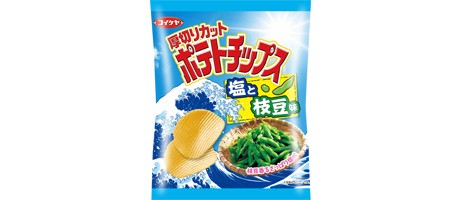 厚切りポテチに「塩と枝豆味」登場　ビールのおともにバリバリ...いける？【レビューウォッチ】