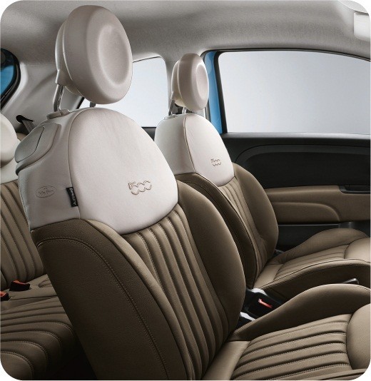 500 Vintage専用デザインのFrauレザーシート（ブラウンレザー/アイボリー）